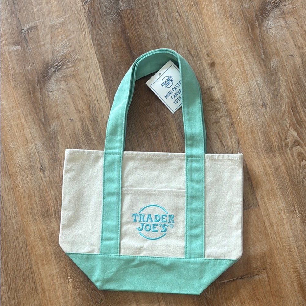 Trader Joe's Mint Green and Cream Tote Bag